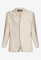 Jacquemus Single-Breasted Linen Blazer Cream 213JA101 1358-130