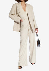 Jacquemus Single-Breasted Linen Blazer Cream 213JA101 1358-130