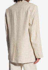 Jacquemus Single-Breasted Linen Blazer Cream 213JA101 1358-130