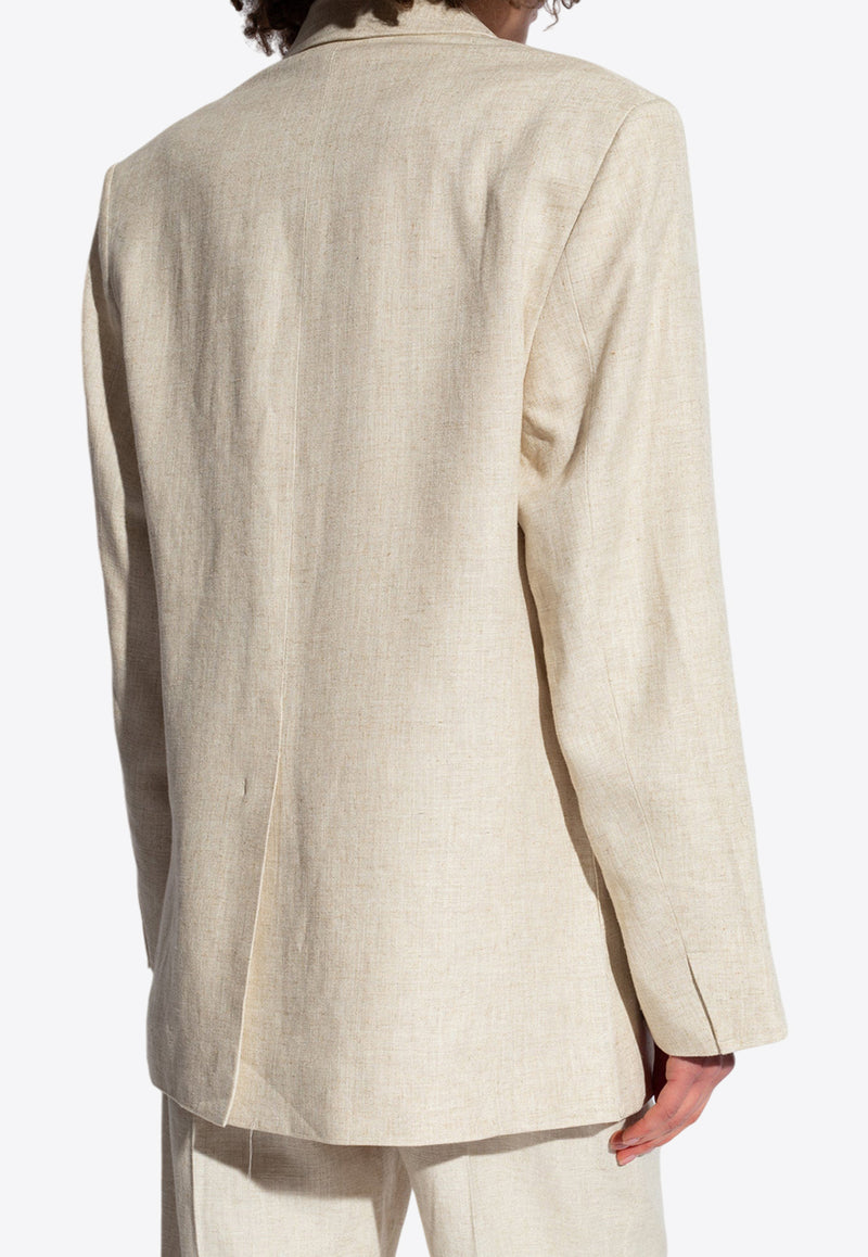 Jacquemus Single-Breasted Linen Blazer Cream 213JA101 1358-130