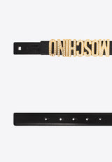 Moschino Logo Lettering Leather Belt Black 2417 A8024 8024-3555