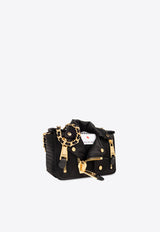 Moschino In Love We Trust Satin Biker Shoulder Bag Black 2417 A7521 8220-3555