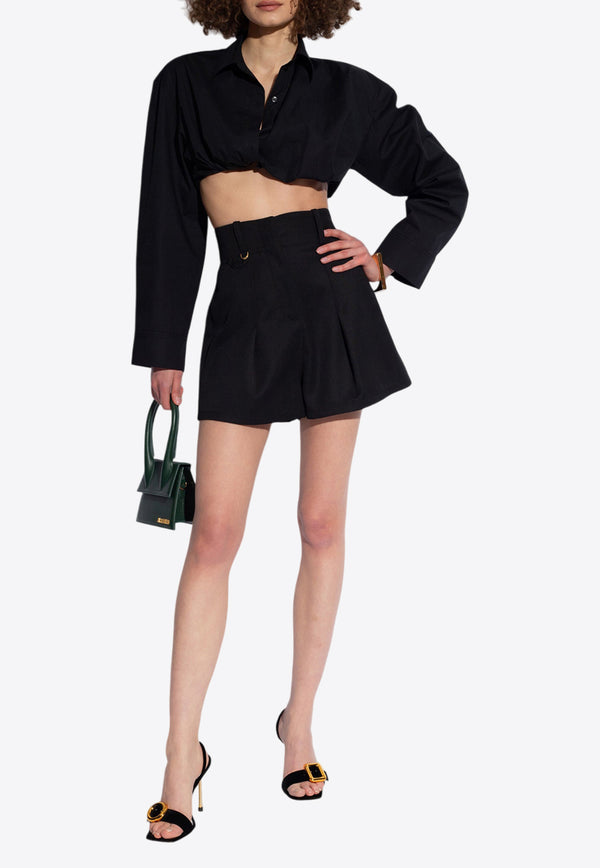 Jacquemus Bahia Long-Sleeved Cropped Shirt Black 233SH042 1452-990