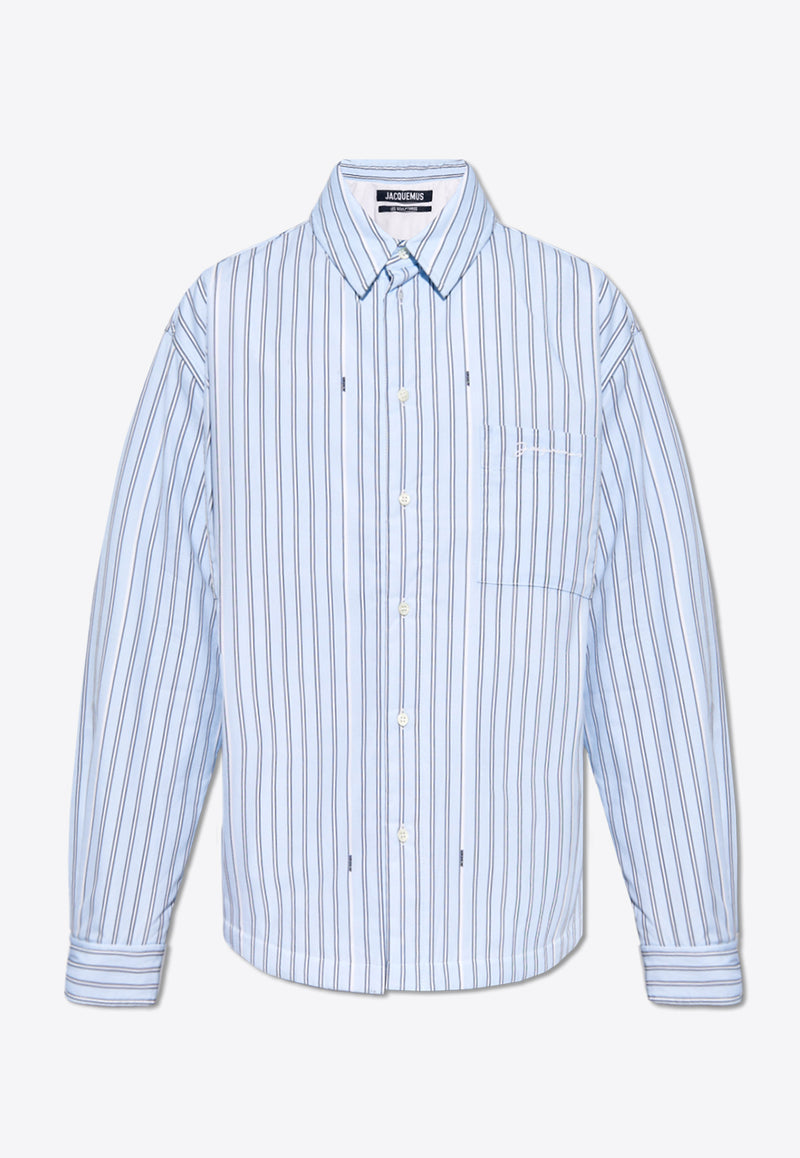 Jacquemus Boulanger Striped Long-Sleeved Shirt Blue 236SH105 1140-3FE