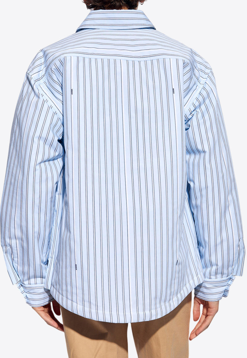 Jacquemus Boulanger Striped Long-Sleeved Shirt Blue 236SH105 1140-3FE