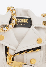 Moschino Mini Leather Biker Shoulder Bag White 2417 A7450 8002-0001