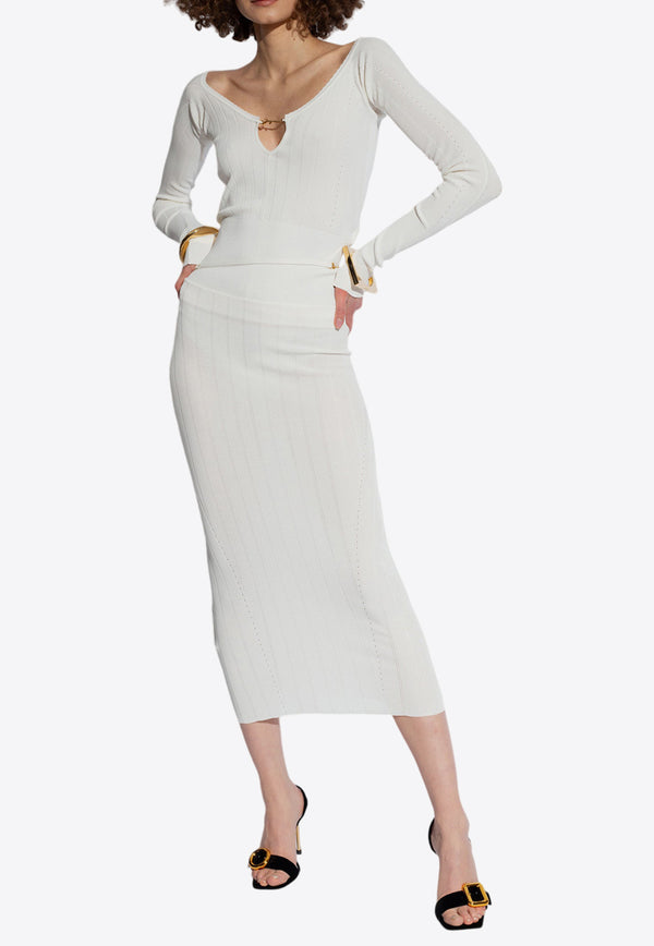 Jacquemus Pralu Ribbed Midi Skirt White 241KN362 2358-110