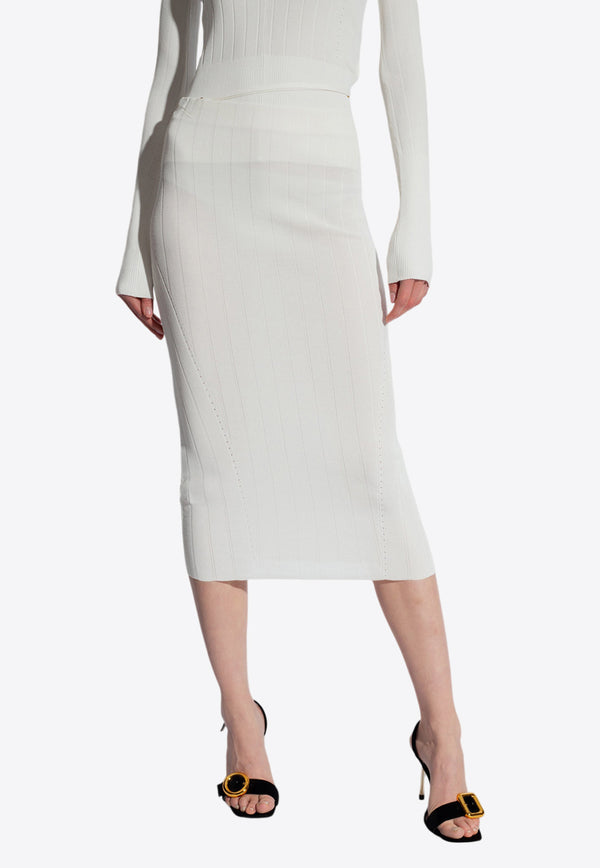 Jacquemus Pralu Ribbed Midi Skirt White 241KN362 2358-110