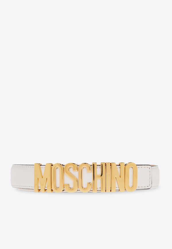 Moschino Logo Lettering Leather Belt White 2417 A8006 8001-0001