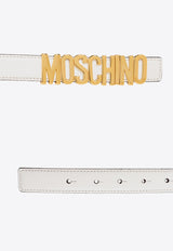 Moschino Logo Lettering Leather Belt White 2417 A8006 8001-0001