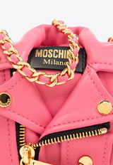 Moschino Mini Leather Biker Shoulder Bag Pink 2417 A7450 8002-0199