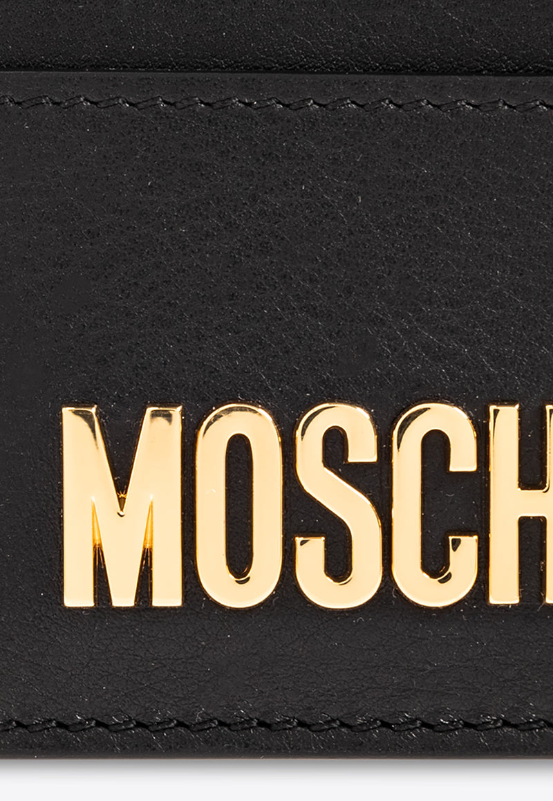 Moschino Logo Lettering Leather Cardholder Black 241Z2 A8132 8001-3555