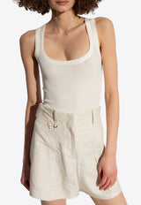 Jacquemus The Grosgrain Sleeveless Bodysuit Cream 241JS159 2032-100