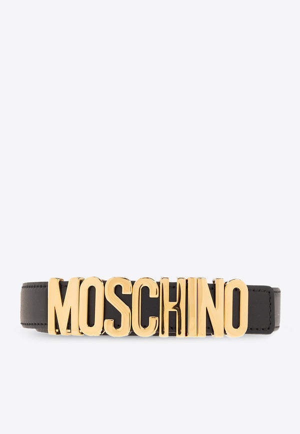 Moschino Logo Lettering Leather Belt Black 2417 A8006 8001-0555