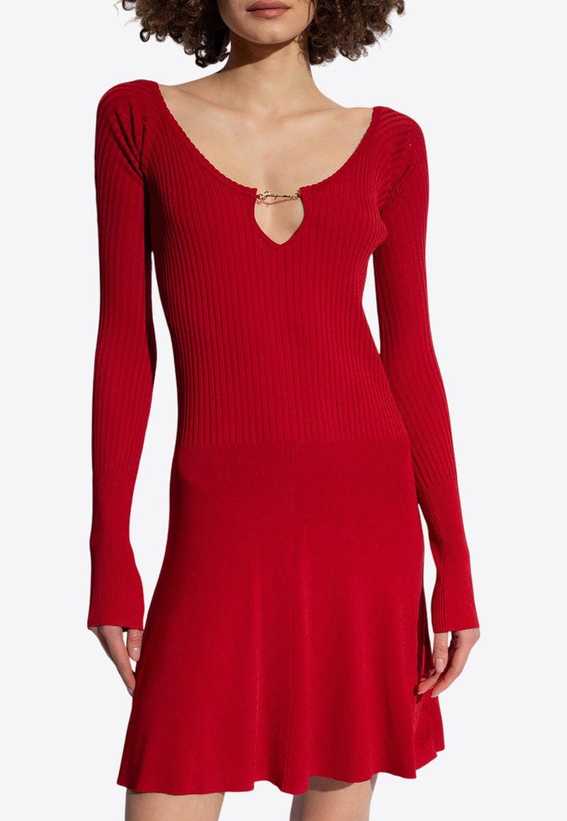 Jacquemus Pralu Ribbed Mini Flared Dress Red 241KN356 2358-480