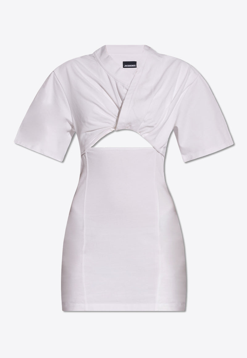 Jacquemus Bahia Twisted Cut-Out Mini Dress White 241DR088 2003-100