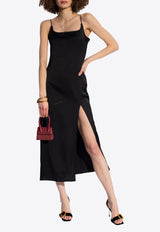 Jacquemus Notte Slip Satin Midi Dress Black 241DR100 1000-990