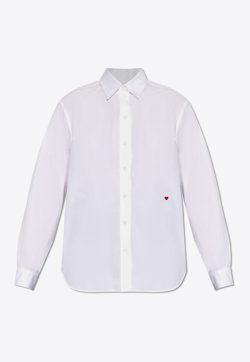 Moschino Embroidered Heart Long-Sleeved Shirt  White 241E J0224 0531-1001