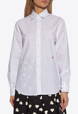 Moschino Embroidered Heart Long-Sleeved Shirt  White 241E J0224 0531-1001