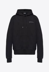 Jacquemus Embroidered Logo Drawstring Hoodie Black 245JS310 2120 M-990