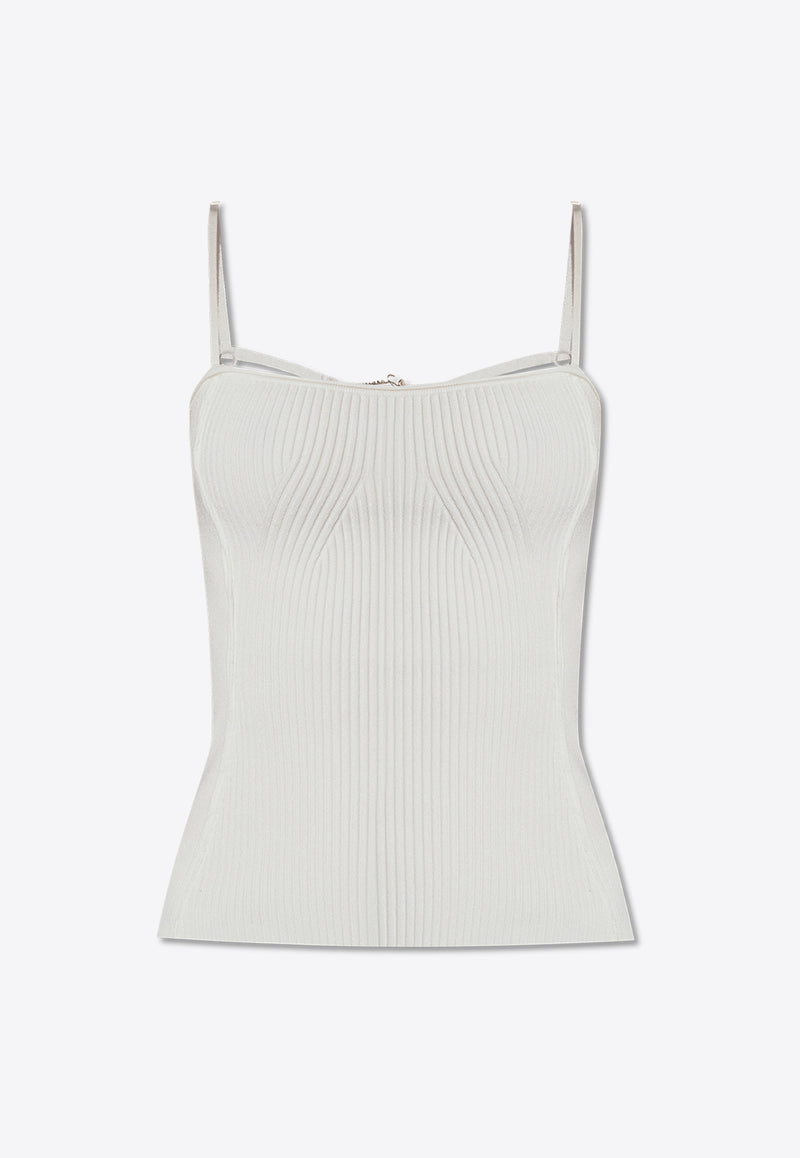 Jacquemus Sierra Ribbed Knit Sleeveless Top White 241KN354 2355-110