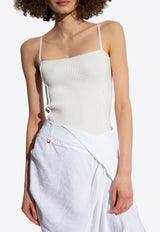 Jacquemus Sierra Ribbed Knit Sleeveless Top White 241KN354 2355-110