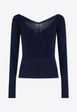 Jacquemus Pralu Ribbed Top Navy 241KN357 2358-390