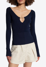 Jacquemus Pralu Ribbed Top Navy 241KN357 2358-390