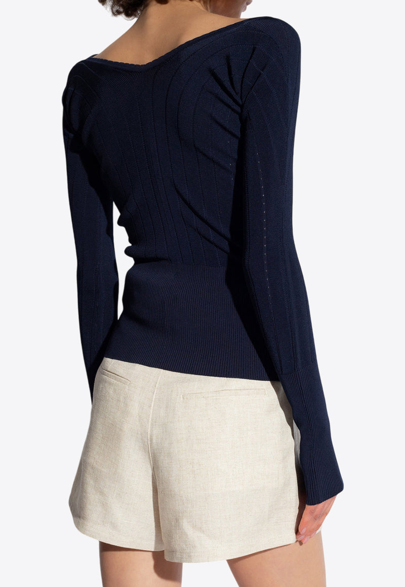 Jacquemus Pralu Ribbed Top Navy 241KN357 2358-390