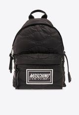 Moschino Logo Patch Quilted Backpack Black 241Z2 A7613 8227-1555