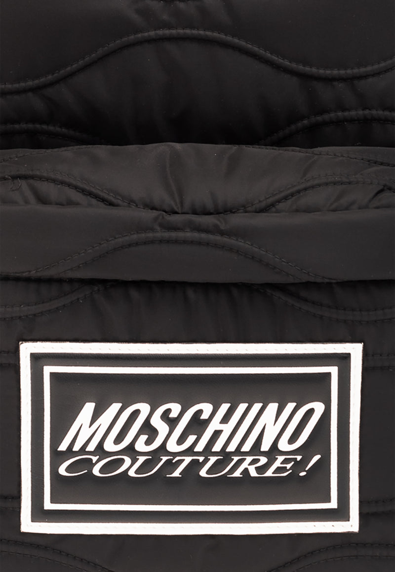 Moschino Logo Patch Quilted Backpack Black 241Z2 A7613 8227-1555