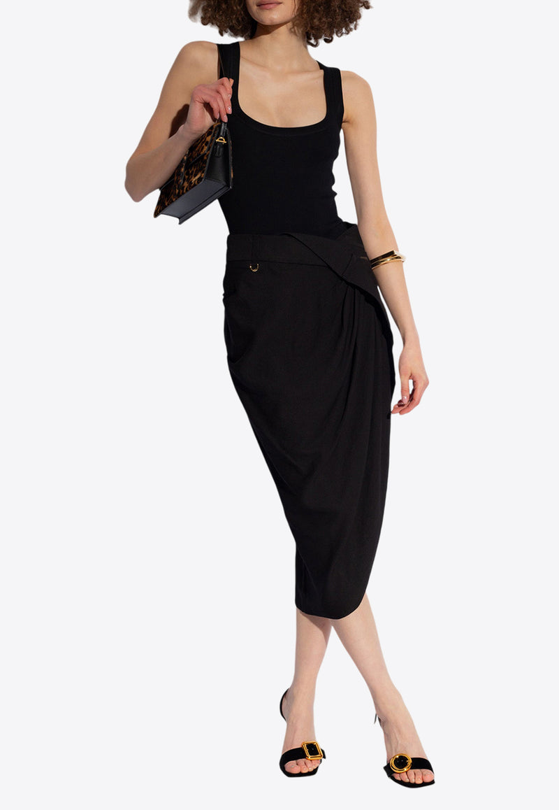 Jacquemus Saudade Asymmetric Wrap Skirt Black 241SK047 1020-990