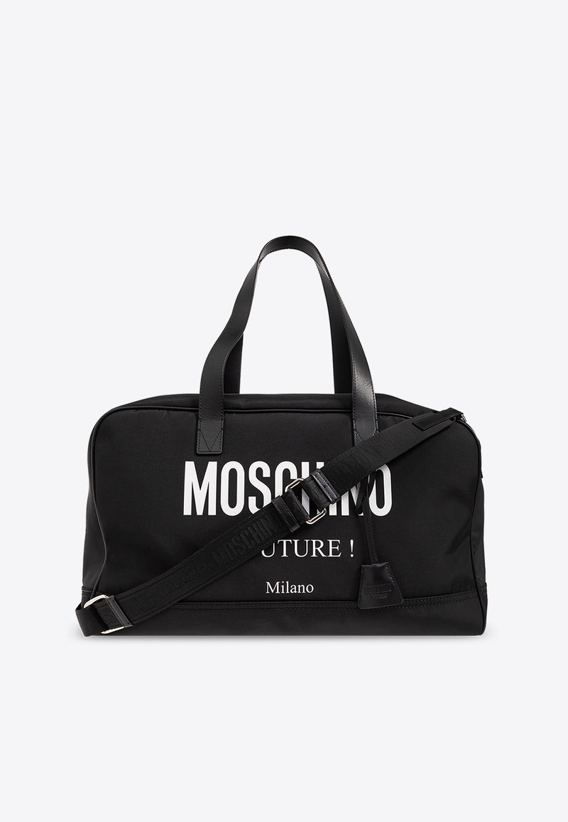 Moschino Logo Print Duffel Bag  Black 241Z2 A9002 8201-2555