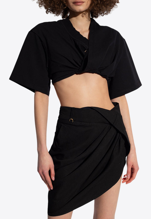 Jacquemus Le Bahia Twisted Cropped T-shirt Black 241TO076 2003-990