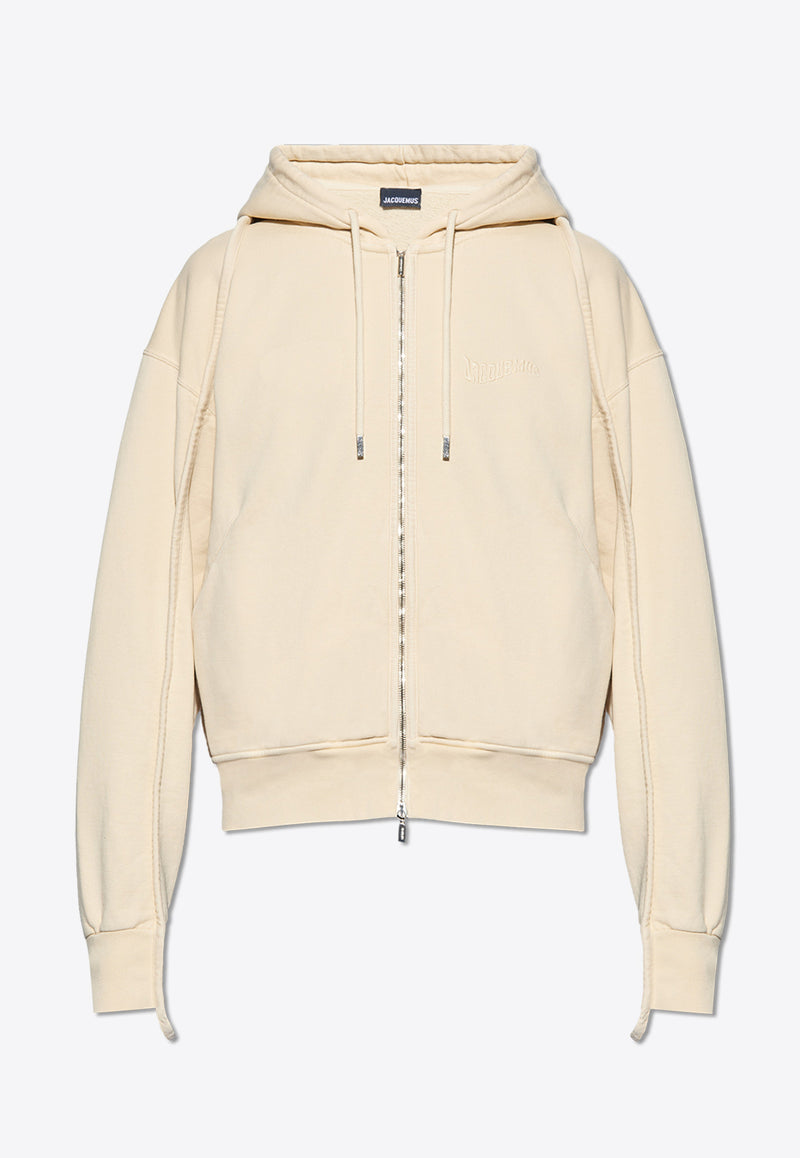 Jacquemus Camargue Zip-Up Hooded Sweatshirt Beige 245JS129 2087-130