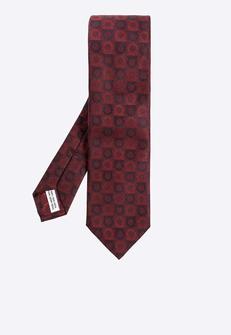 Salvatore Ferragamo Gancini Jacquard Silk Tie Burgundy 350934 4-TUCSON7J 768152-F BORDEAUX