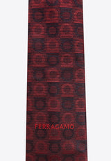 Salvatore Ferragamo Gancini Jacquard Silk Tie Burgundy 350934 4-TUCSON7J 768152-F BORDEAUX