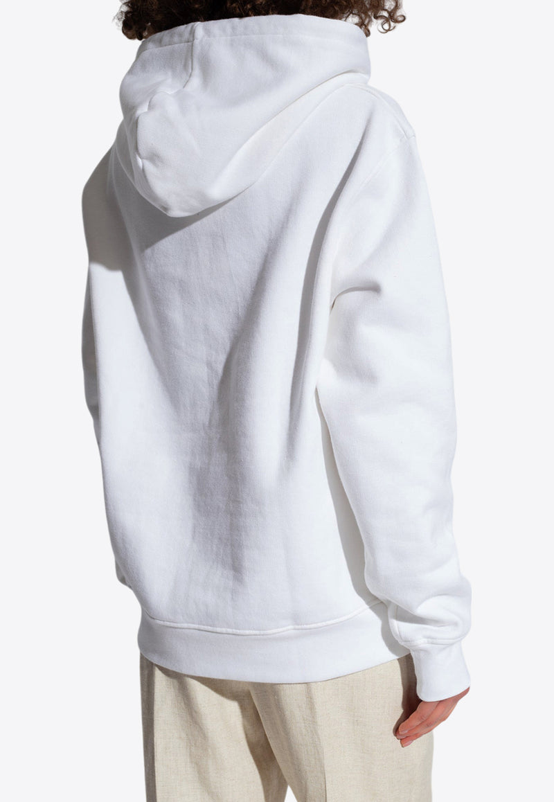 Jacquemus Logo Embroidered Drawstring Hoodie White 245JS310 2120 F-100