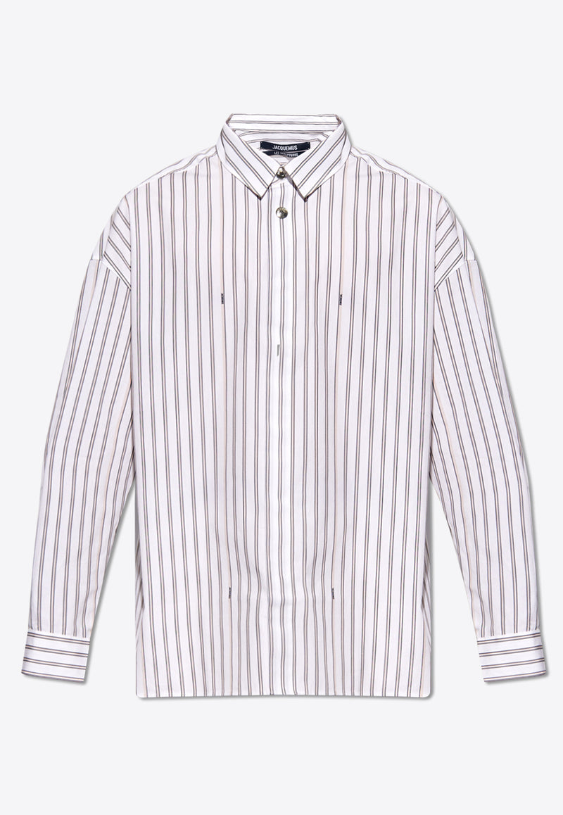 Jacquemus Signature Striped Long-Sleeved Shirt White 245SH070 1140-1FE