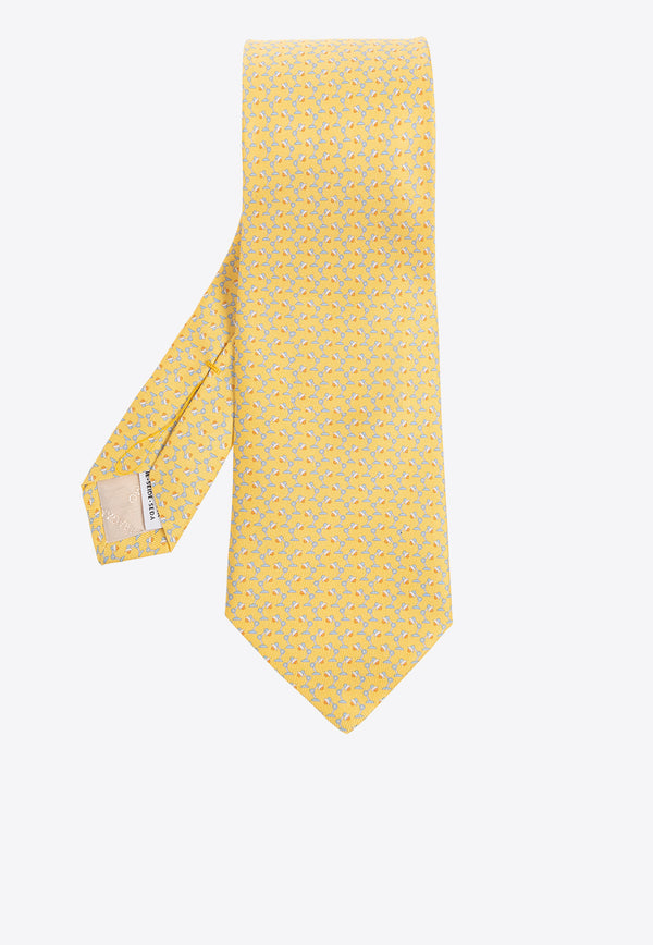 Salvatore Ferragamo All-Over Print Silk Tie Yellow 350958 4-TAVOLO 769919-F GIALLO