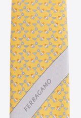 Salvatore Ferragamo All-Over Print Silk Tie Yellow 350958 4-TAVOLO 769919-F GIALLO