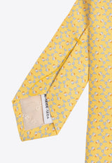 Salvatore Ferragamo All-Over Print Silk Tie Yellow 350958 4-TAVOLO 769919-F GIALLO