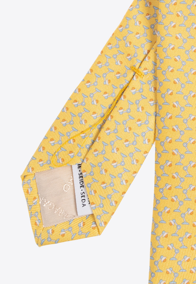 Salvatore Ferragamo All-Over Print Silk Tie Yellow 350958 4-TAVOLO 769919-F GIALLO