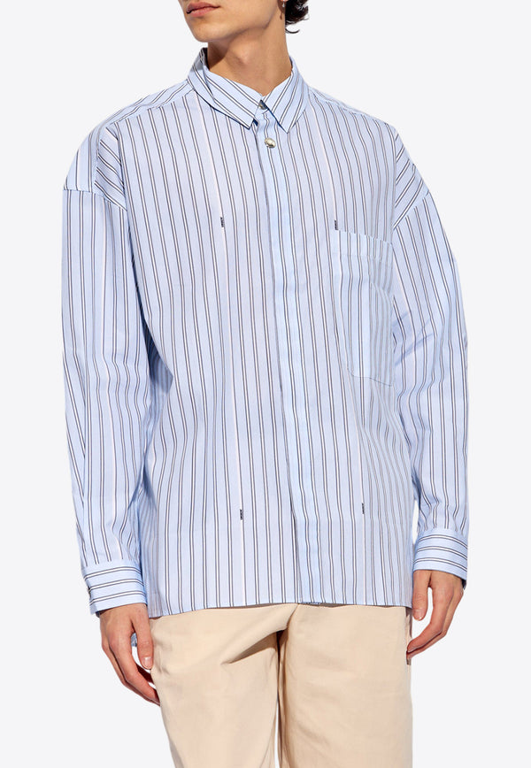 Jacquemus Striped Long-Sleeved Shirt Light Blue 245SH070 1140-3FE