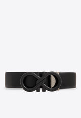 Salvatore Ferragamo Gancini Reversible Leather Belt Black 670309 DOUBLE ADJUS 770939-NERO FLAME