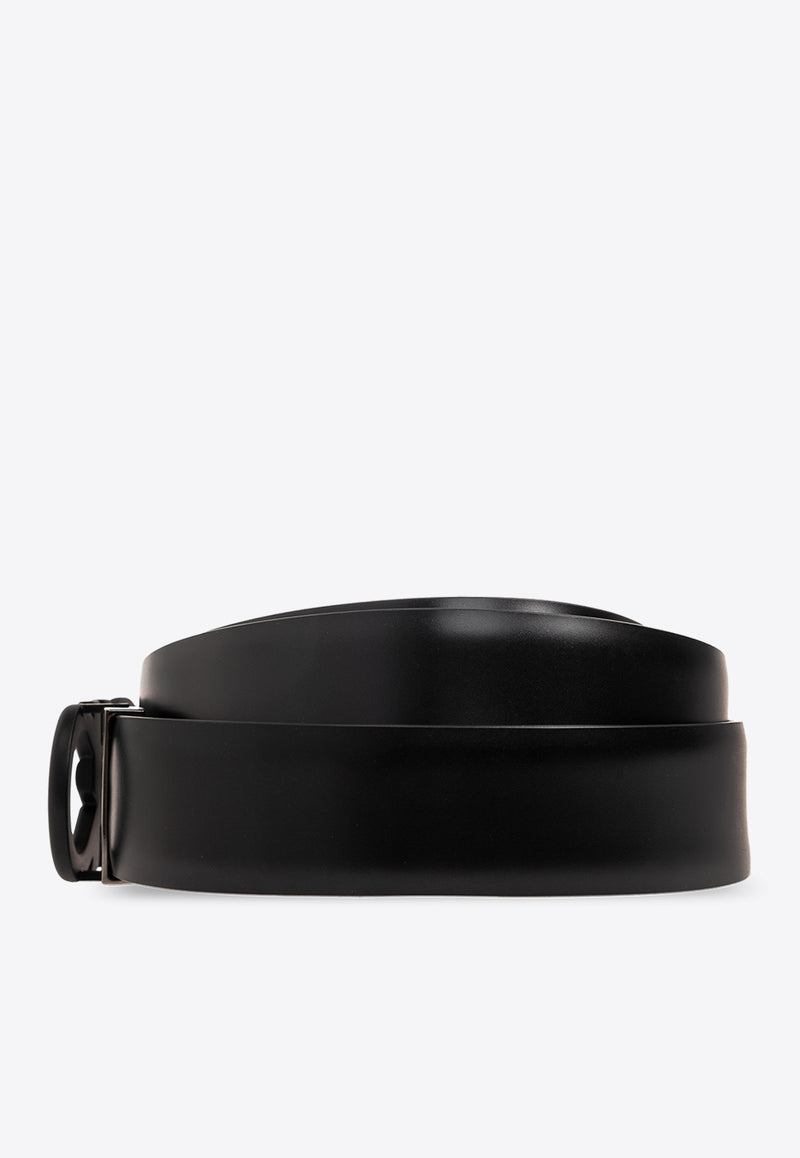 Salvatore Ferragamo Gancini Reversible Leather Belt Black 670309 DOUBLE ADJUS 770939-NERO FLAME