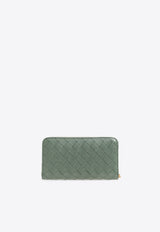 Bottega Veneta Intrecciato Leather Zip-Around Wallet Aloe 742332 VCPP2-3198