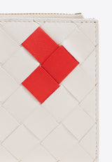 Bottega Veneta Small Intrecciato Heart-Motif Leather Wallet White 742330 V3SP2-8584