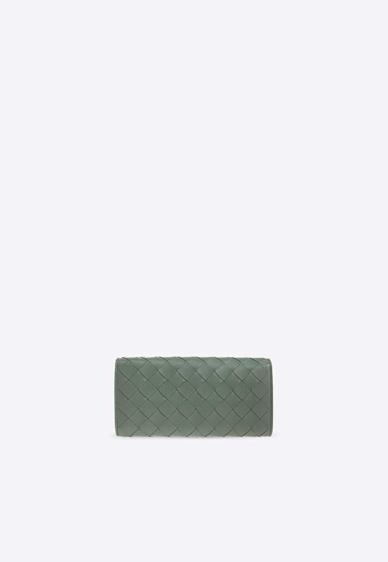 Bottega Veneta Large Intrecciato Leather Wallet Aloe 742936 VCPP3-3198