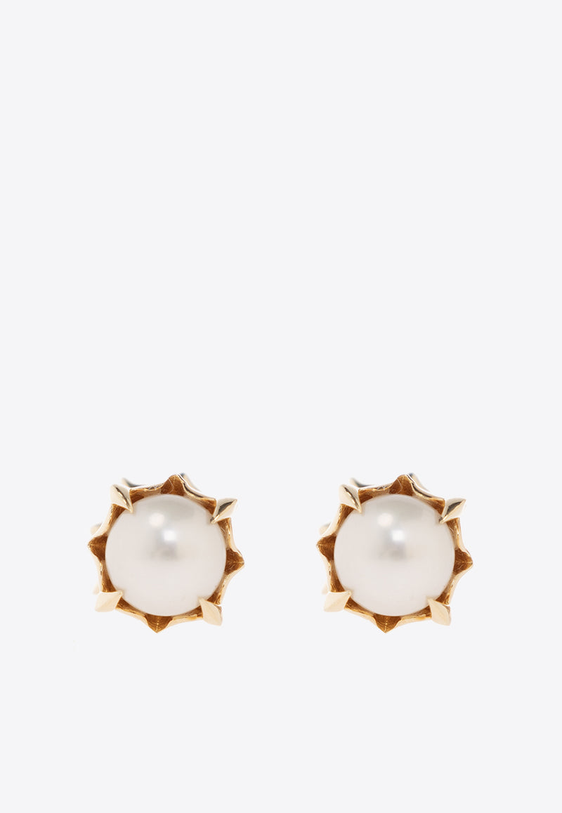 Bottega Veneta Pearl Stud Earrings Gold 775127 V721A-9800